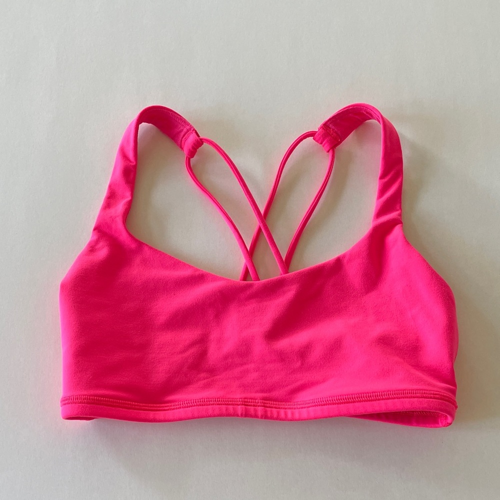Lululemon Cross Loop Sports Bra Neon Pink Lined Athletic Athleisure Active